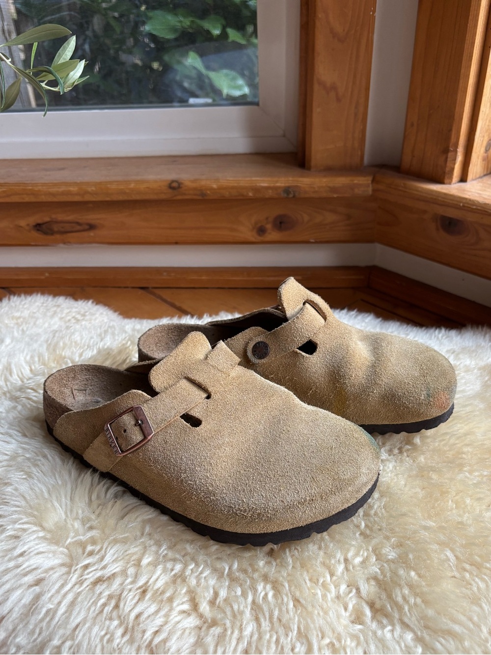 Suede Birkenstock Boston Clogs